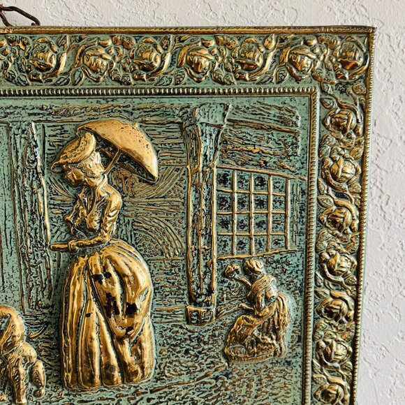 Vintage Art Repurposed Coal Box Brass Gallery Wall 15x10 Cottagecore Colonial -2 - Picture 6 of 10
